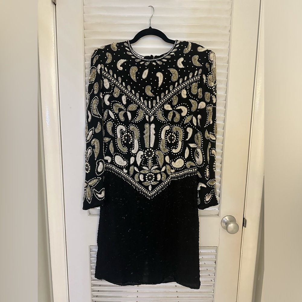 Beaded vintage black Scala dress circa 85’